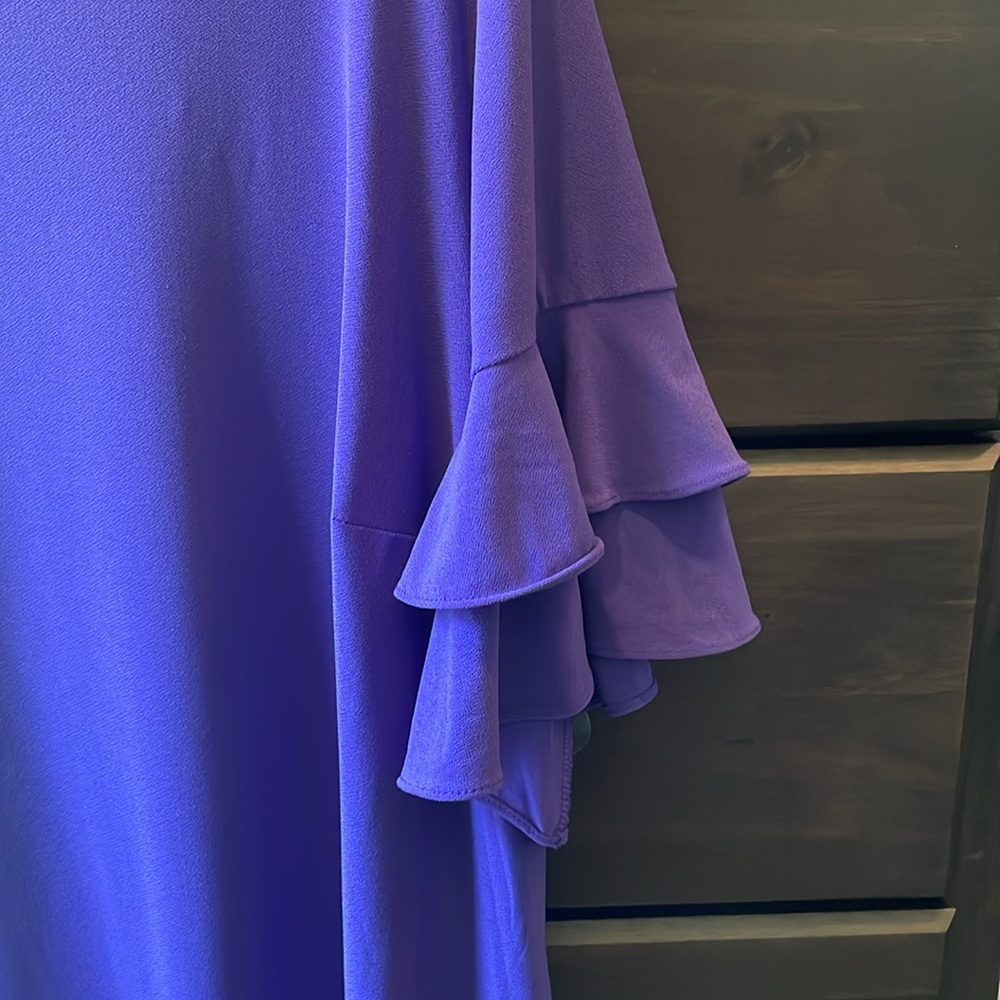 INC Purple Ruffled Sleeve Top - Picture 2 of 4
